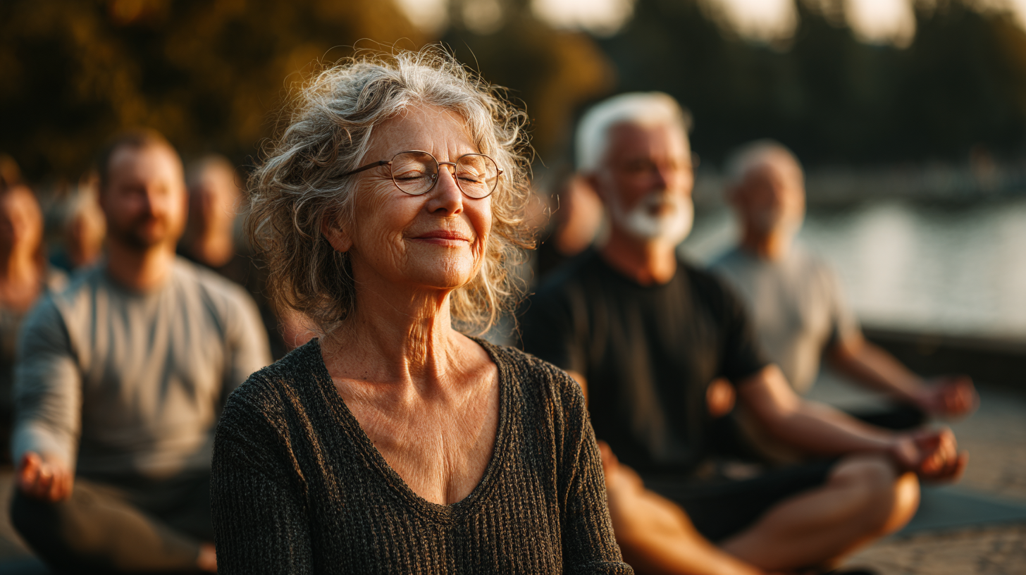 Practică yoga în grădină